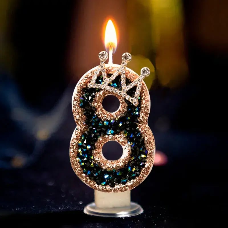 Black Numbers Birthday Candles with Crown-01