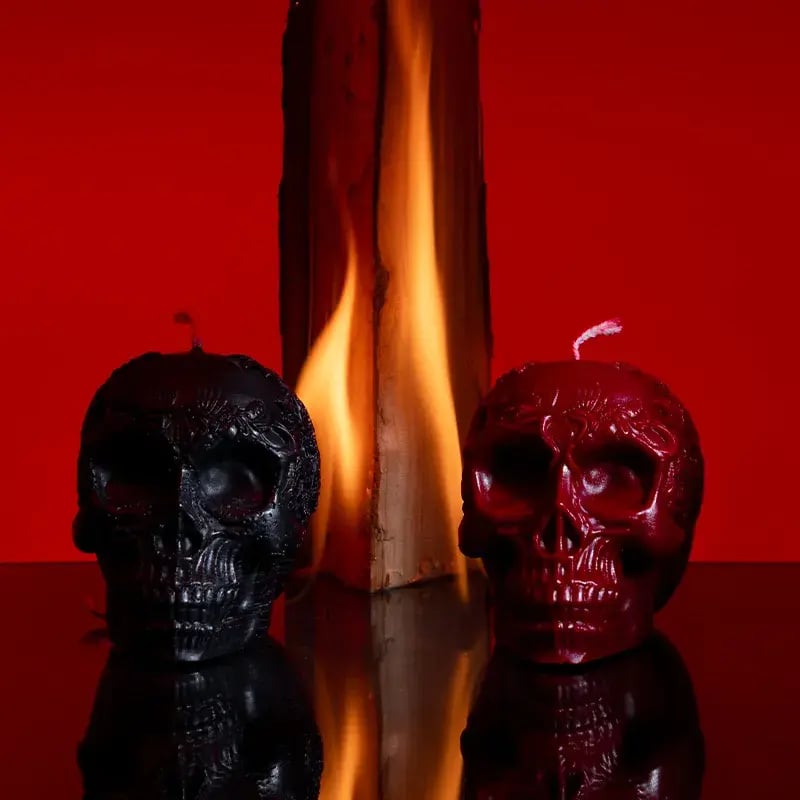 Black Skull Candle Halloween Decor-1